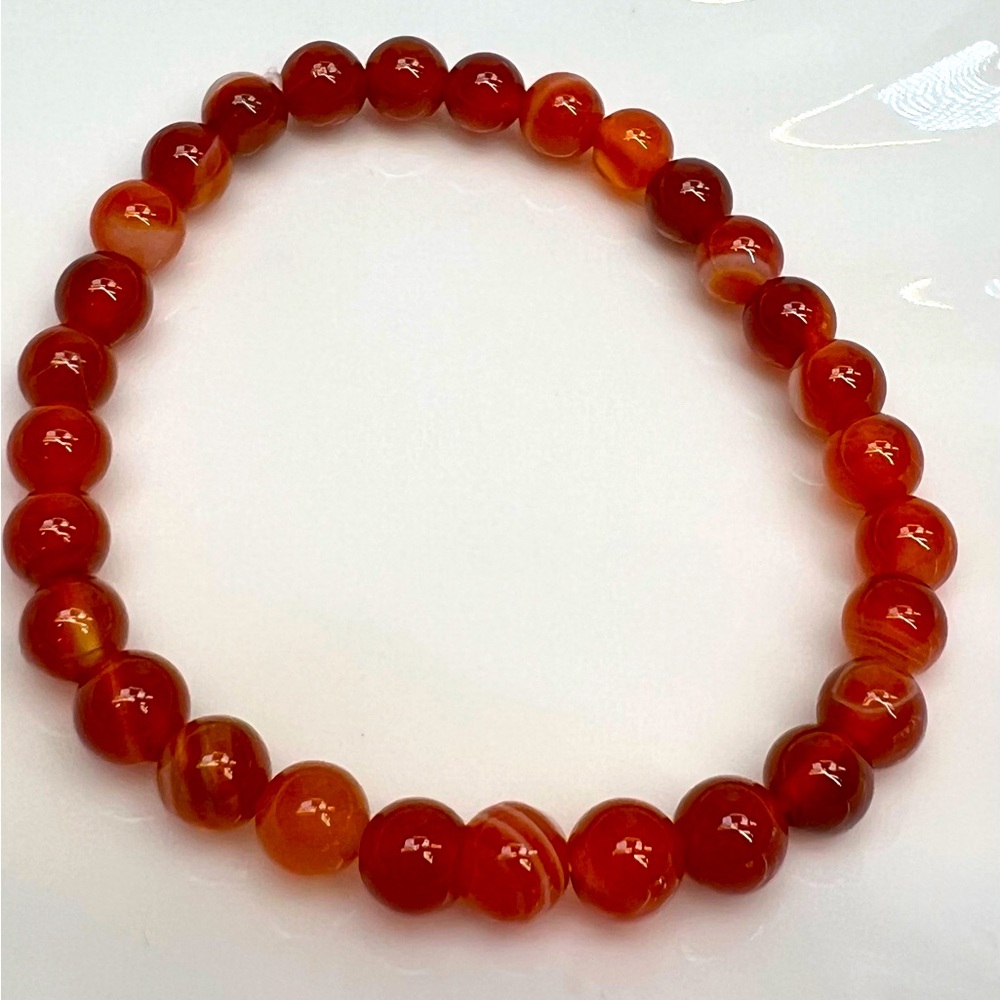 BCAR1 Handmade Dainty 6mm Natural Carnelian Bracelet